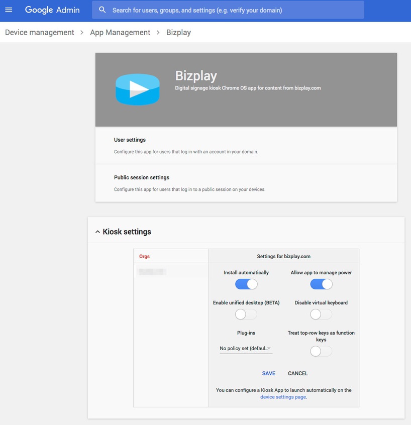 Configure Kiosk Settings of Compete Narrowcasting app