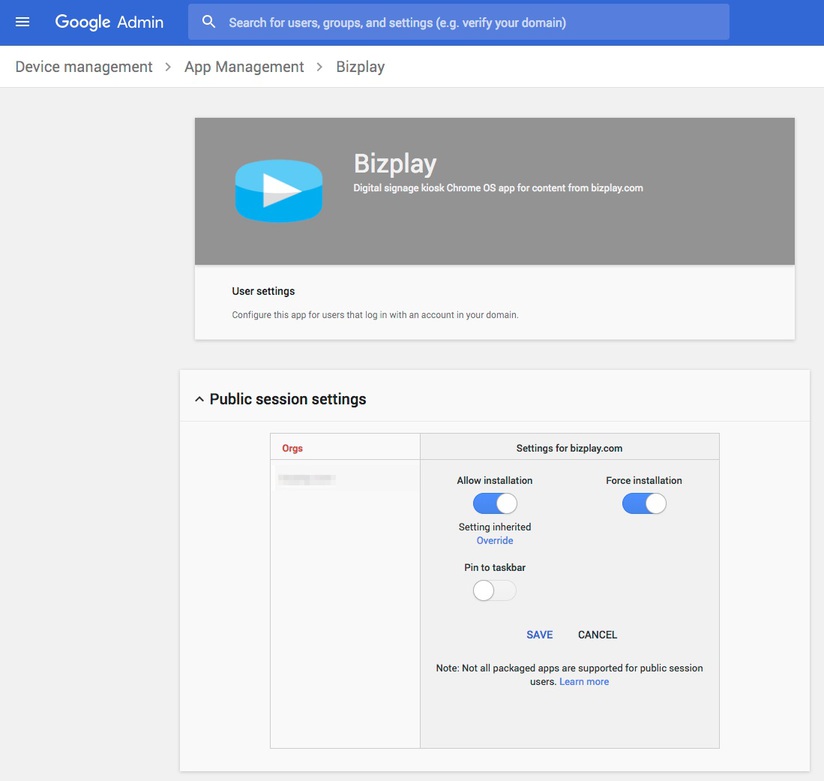 Configure Public Settings of Compete Narrowcasting app